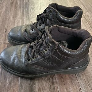 Mens 9 US Dr Martens Harrisfield Ankle Lace Boots Brown Pebbled Leather